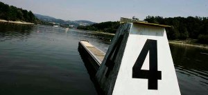 Vista do pontão de largada em Linz-Ottensheim, Austria